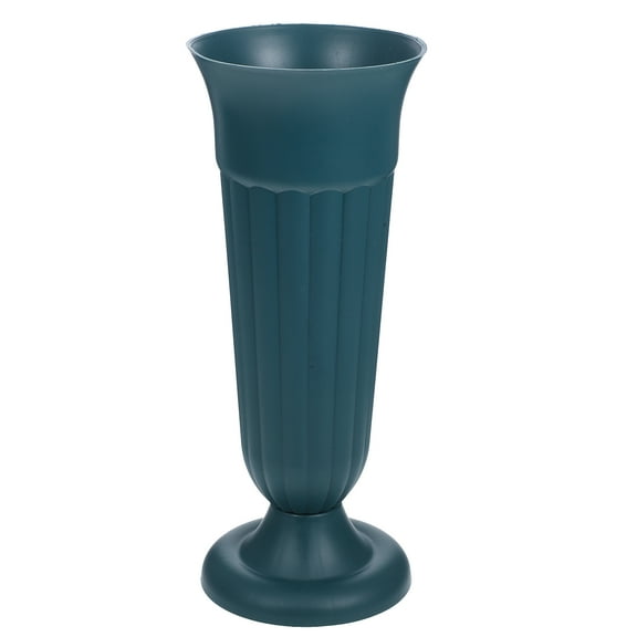 BESTYASH Sturdy PP Memorial Flower Vase in Dark Green for Cemetery and Lawn Decoration