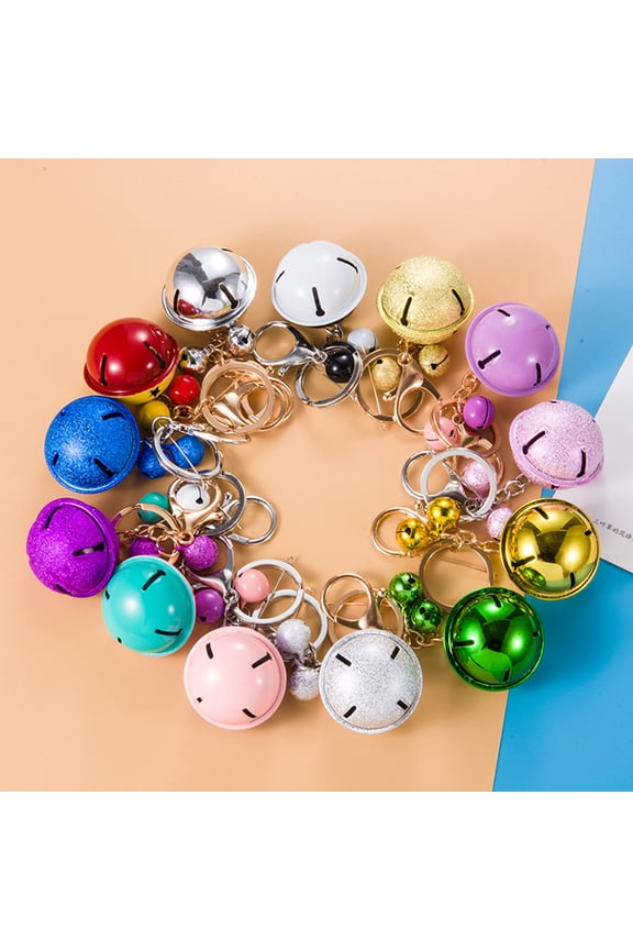 Black Metal Bell Keychain with Cutout Pendant, Decorative Key for Bags and Accessories
