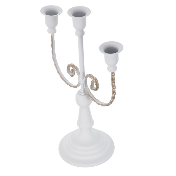 BESTYASH Decorative Candleholder Iron White 3 Arms European Style 1 Set