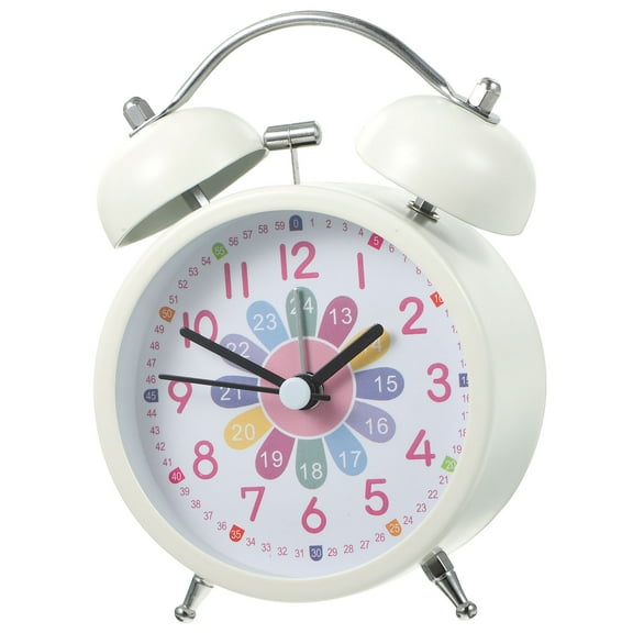 BESTYASH Quiet White Night Light Alarm Clock for Home and Bedroom Table Decor