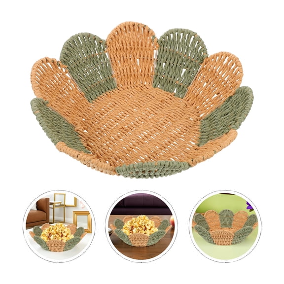 BESTYASH Olive Green Hand Woven Paper Rope Storage Basket for Living Room Organization