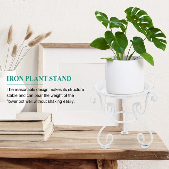 BESTYASH Decorative White Iron Plant Pot Stand with Strong Structure for Flowerpot Support