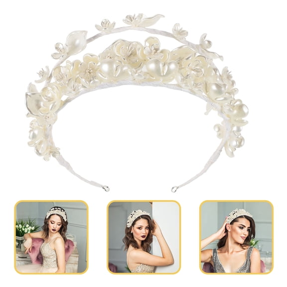 BESTYASH Crown for Women Wedding Accessory Bridal Hair Pieces White 1 Pcs