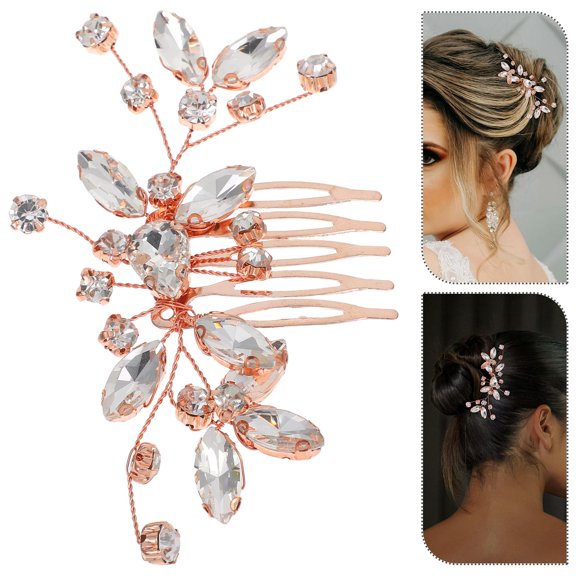 BESTYASH Bridal Wedding Hair Comb with Alloy Rose Gold for Women Wedding Headpiece 1 PCS