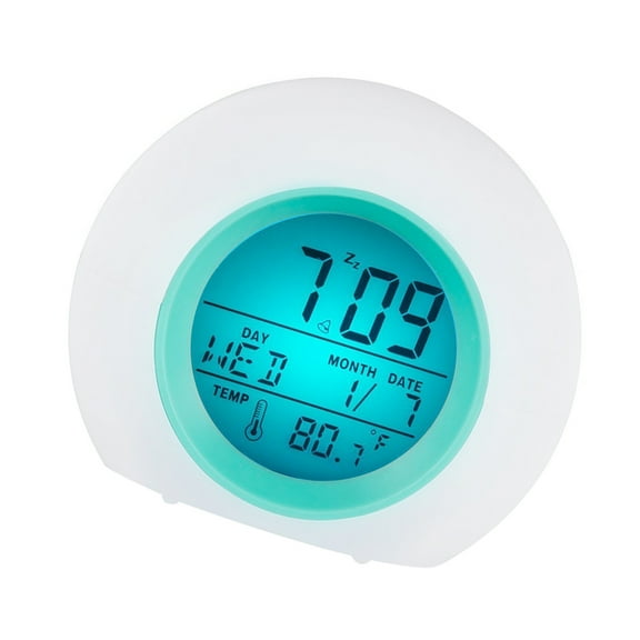 BESTYASH Digital Clock with Date White Plastic Temperature Display Alarm 1Pack