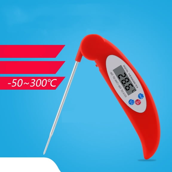 BESTYASH Digital Kitchen Thermometer with Folding Stainless Steel Probe for Meat and Beverages