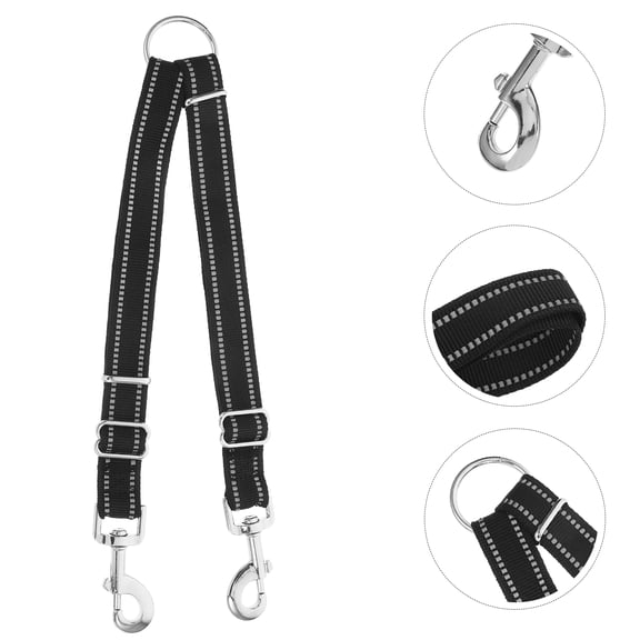 BESTYASH Dog Walker Leash with Non Absorbent Nylon Webbing Suitable for Two Dogs Black