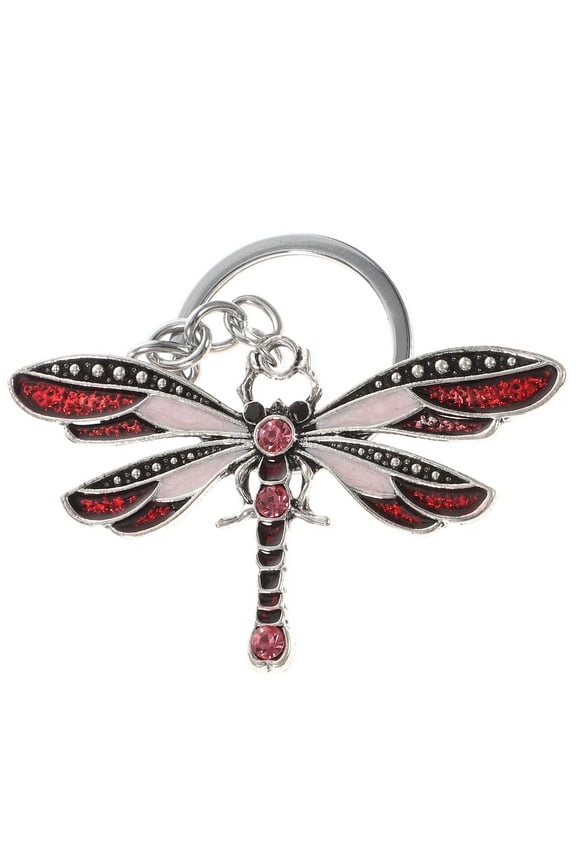 Dragonfly Keychain Charm Delicate Design Red Zinc Alloy 1Pack for