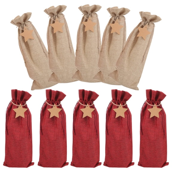 BESTYASH Drawstring Wine Bottle Bags for Christmas and Weddings Sturdy Reusable Sackcloth Assorted Color
