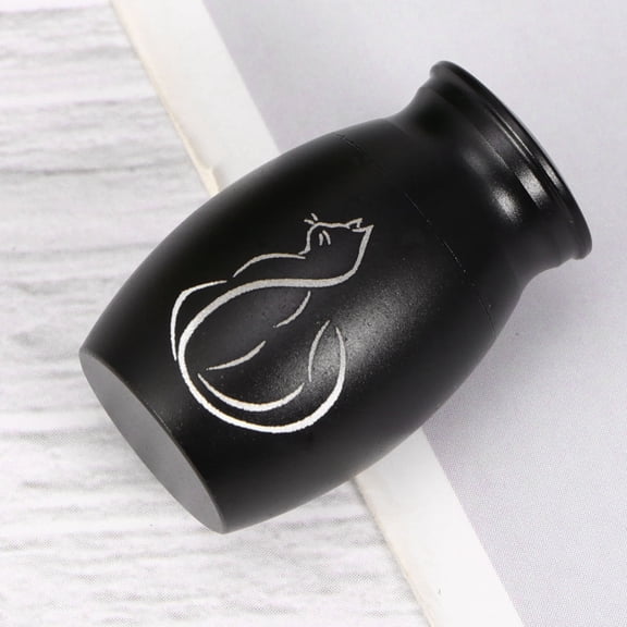 BESTYASH Durable Black Commemorative Casket with Cat Pattern Stainless Steel Material