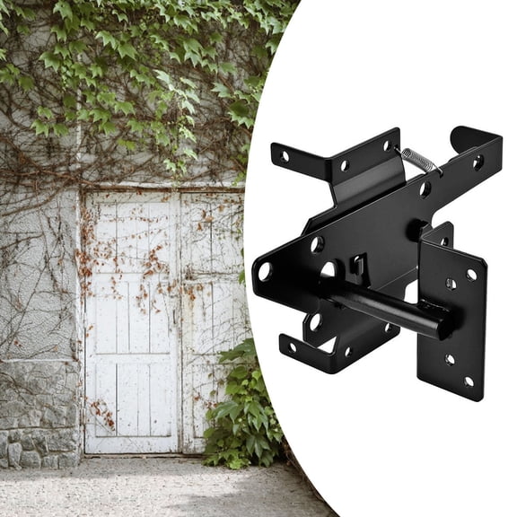 BESTYASH Durable Black Steel Gate Latch for Home Use with Automatic Self Locking Feature