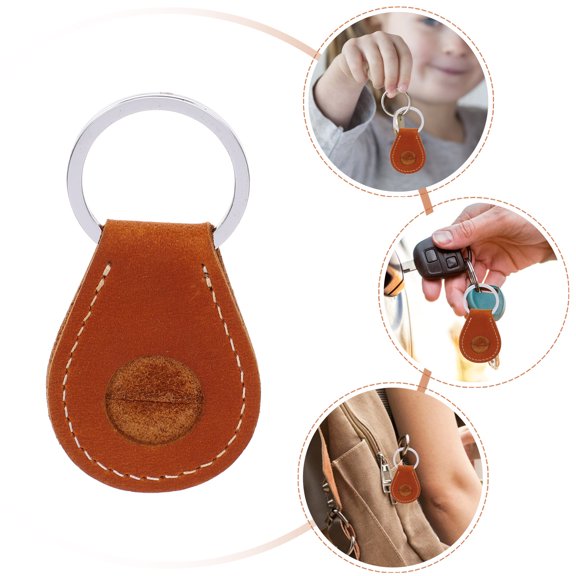 BESTYASH Durable Key Chain with Access Card Holder Light Brown Decorative Keyring