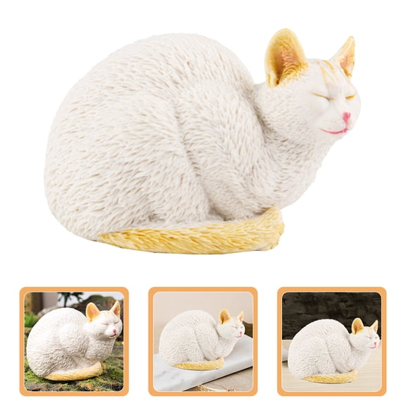 BESTYASH White Plastic Cat Statue Garden Decor Cute Outdoor Lawn Figurine for Patio