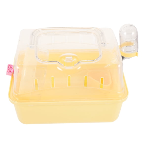 BESTYASH Yellow Small Pet Carrier Cage Sturdy Plastic Hamster Travel Box with Handle for Hiking