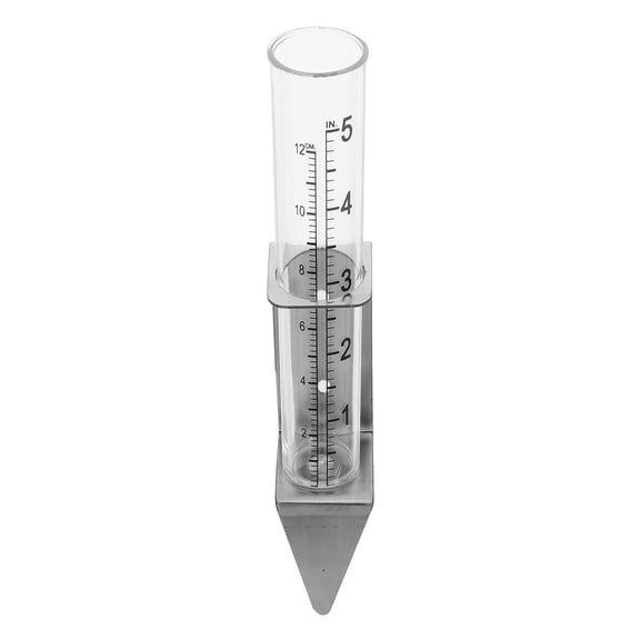 BESTYASH Durable Plated Silver Rainfall Measuring Tool with Easy Mount Outdoor Gauge for Lawn Deck and Fence