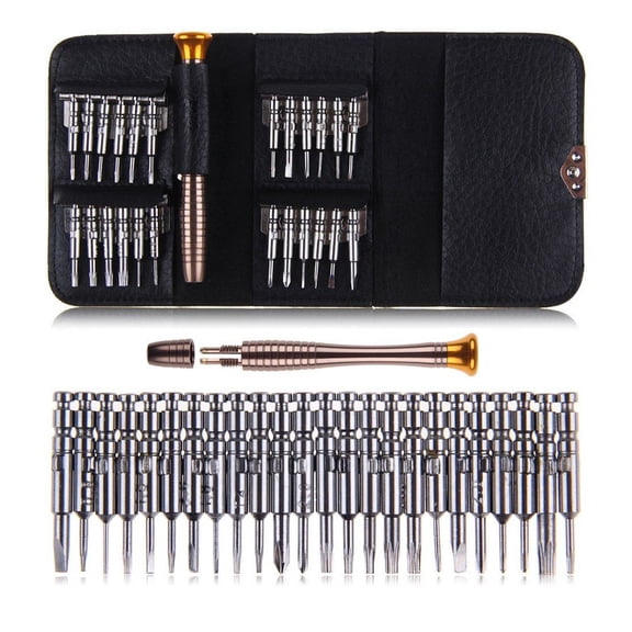 BESTYASH Durable Precision Screwdriver Set for Repairs with AntiSlip Design and Rotatable Head Black Aluminum 25 in 1