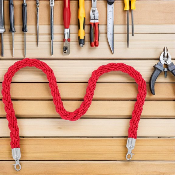 BESTYASH Durable Red Braided Rope Barrier for Queue Management At Concerts and Vip Areas