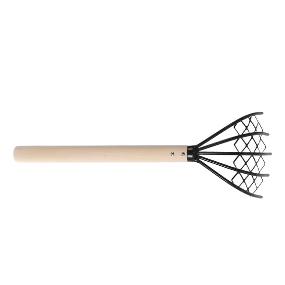 BESTYASH Durable Sea Shell Rake with Wooden Handle and Carbon Steel Claws for Beach and Yard