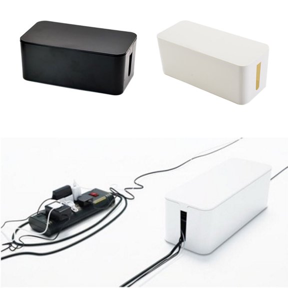 BESTYASH White Plastic Organizer Box Scratch Resistant Wire Organizer for Desk