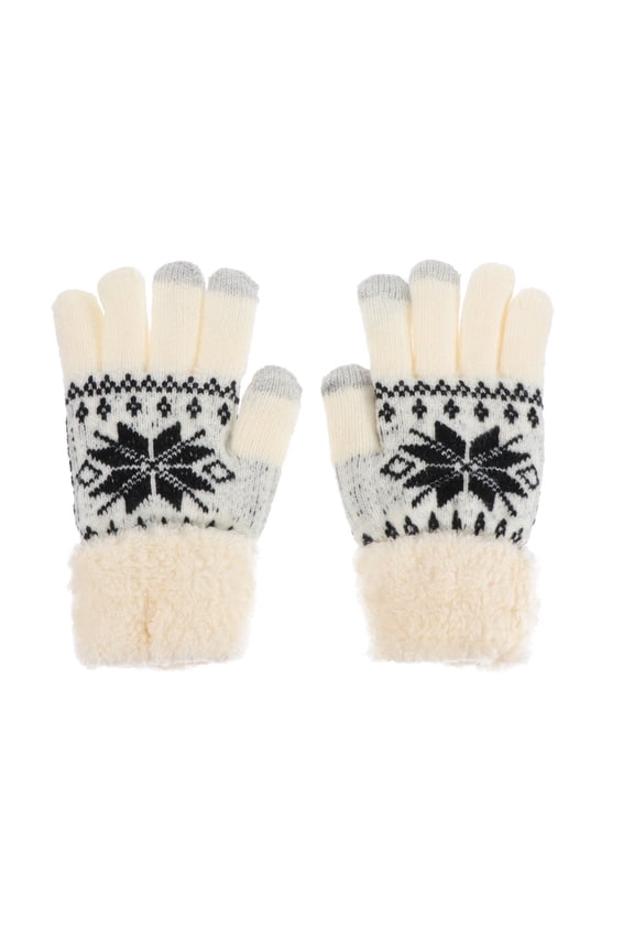Thickened White Touchscreen Gloves for Winter Outdoor Activities, Warm and Hand