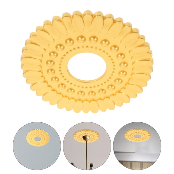 BESTYASH 1Set Decorative Ceiling Medallion Round Golden PS Add Elegance to Home Interior Living Room