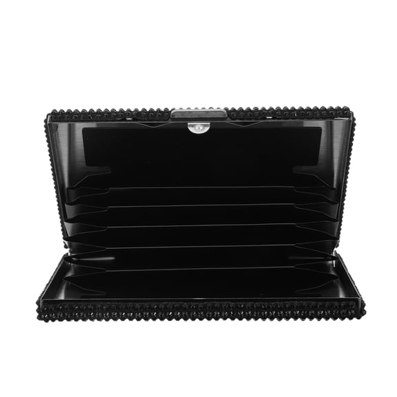 BESTYASH Black Metal Business Card Case with Rhinestone Design for Vehicle Use