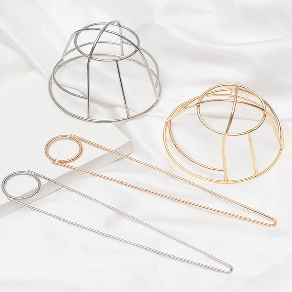 BESTYASH Elegant Plated Metal Hair Bun Holder Cage Stick with Craftsmanship for Women