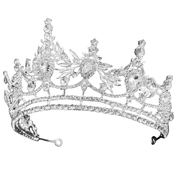 BESTYASH Elegant Silver Rhinestone Bridal Tiara Alloy Crown for Wedding and Party Use