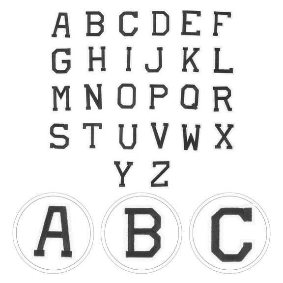 BESTYASH 52-Piece Black Letter Embroidery Applique Patch Set for Crafting and Sewing Projects