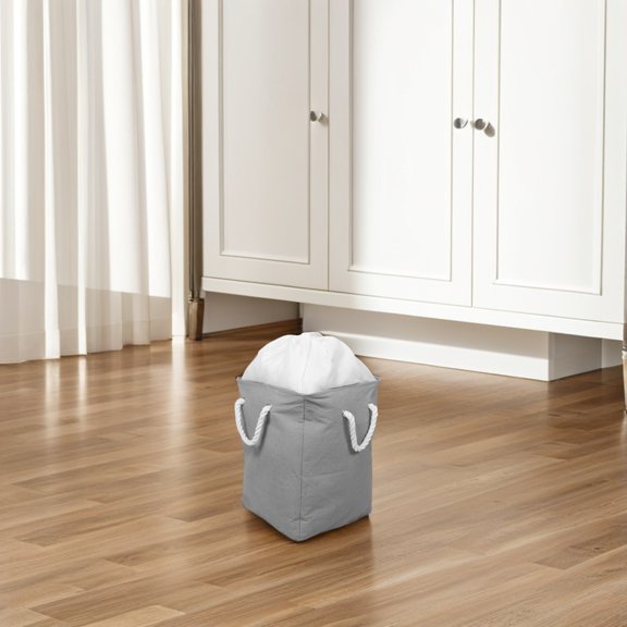 BESTYASH Fabric Corner Laundry Basket Grey Triangular Storage Bin Foldable for Bedroom