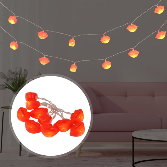 BESTYASH Fairy Valentine's Day String Lights Lip Shape Red Plastic 1 Set For Bedroom Party