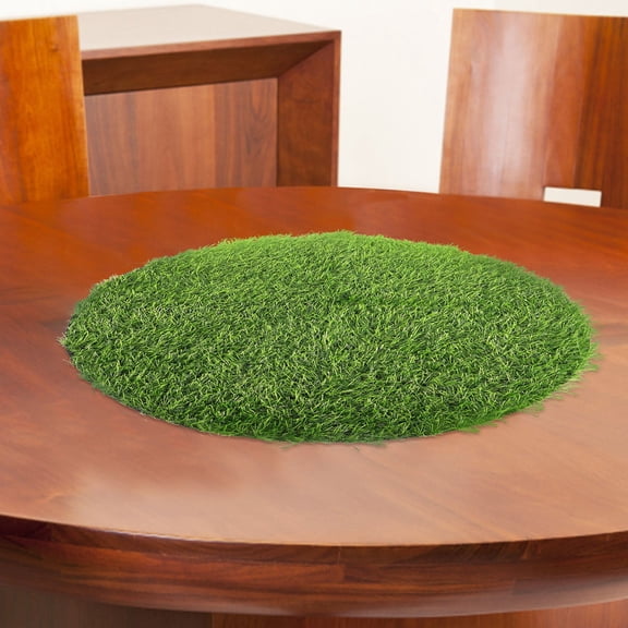 BESTYASH Fake Grass Rug Green Table Placemat for Dining Room Buffet Table Festive Setting