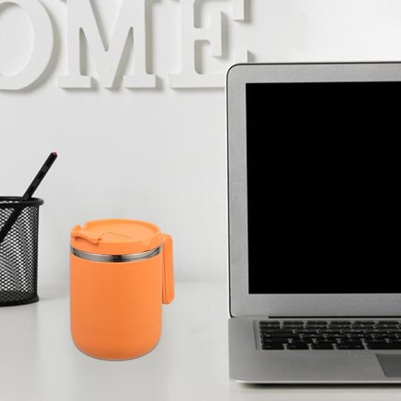 BESTYASH Fancy Coffee Cups with Stainless Steel and Plastic Insulation Great for Storage Use Orange Color Portable Design 500ml
