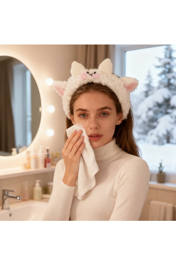 Farm Animal Headband White Lamb Ears Hairband Comfortable Plush for Cosplay Events