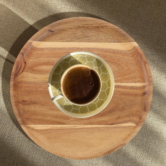 BESTYASH Wooden Farmhouse Serving Platter 1-Pack Khaki Plate for Family Gatherings and Craft Artwork