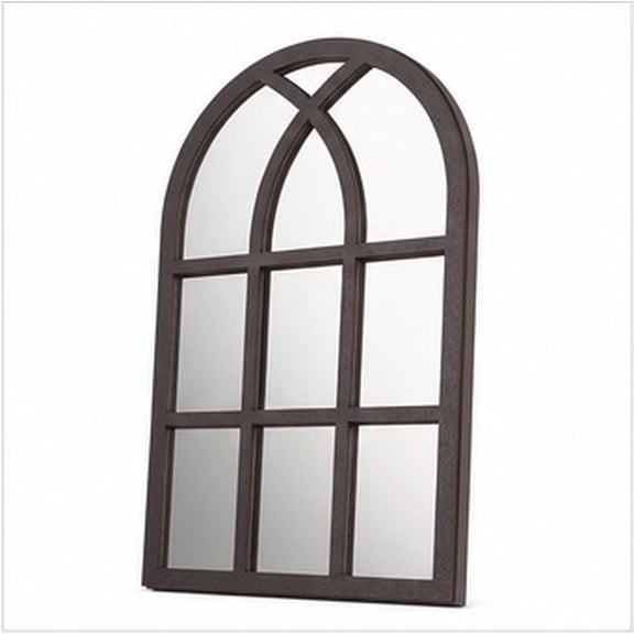 BESTYASH Farmhouse Style Black Arched Windowpane Mirror for Rustic Wall Decoration