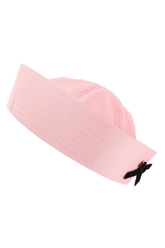 Fashionable Pink Sailor Bowknot Hat Comfortable Fabric Cap for Party and Outdoor Use