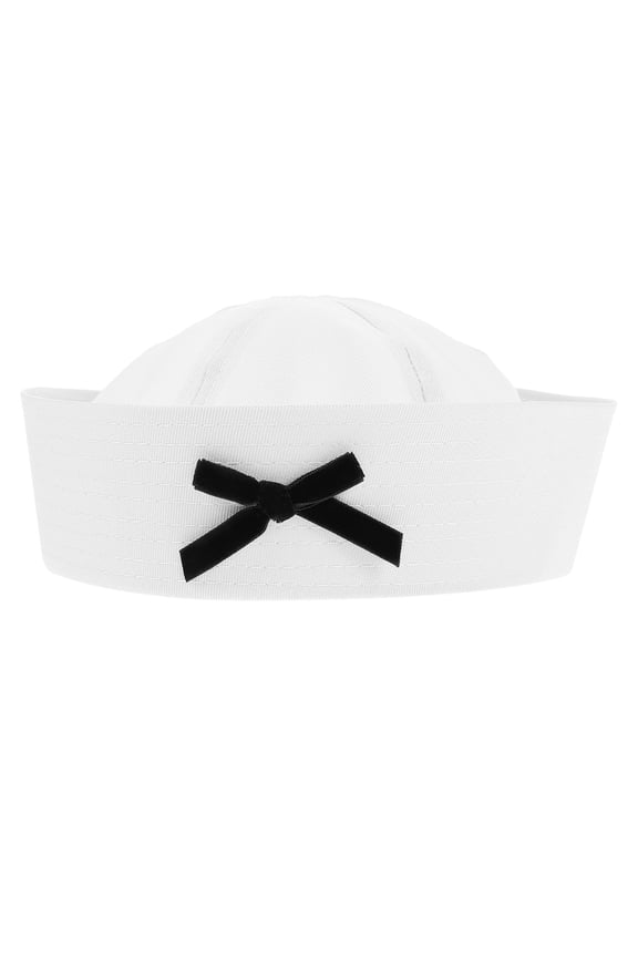 Breathable Fabric White Bowknot Sailor Cap Stylish Hat for Outdoor Wear