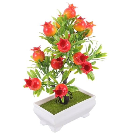 BESTYASH Faux Pomegranate Tree with Lifelike Leaves and Fruit for Home and Office Decoration