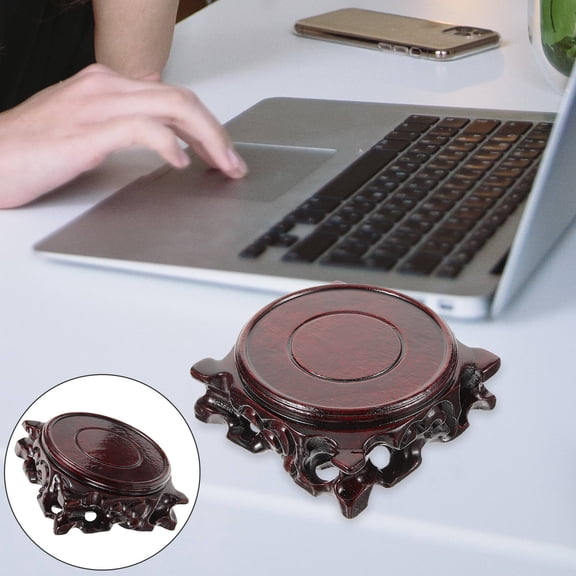 BESTYASH Brown Wood Figurine Display Base Stand for Crafts, Statue Holder, 1 Pack - and Stylish