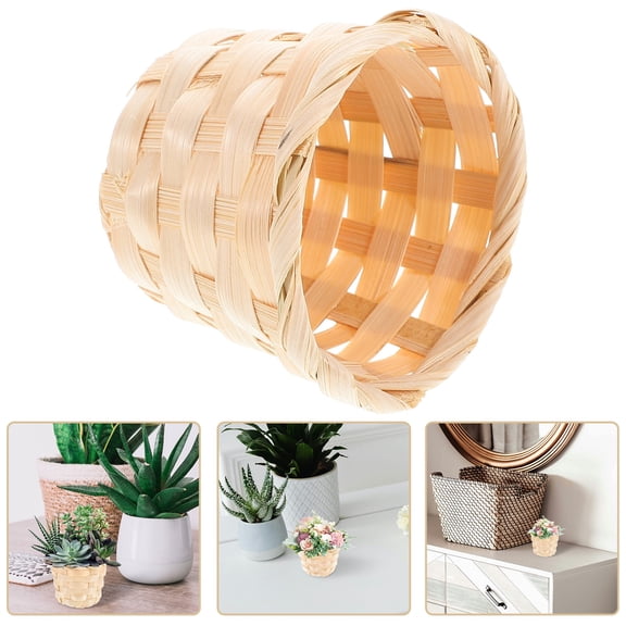 BESTYASH Natural Rattan Storage Basket in Khaki, Organizer for Living Room and Home Space, 1 Piece