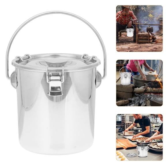 BESTYASH Fire Extinguisher Bucket Stainless Steel Airtight Portable Bucket for Outdoor and Kitchen Storage