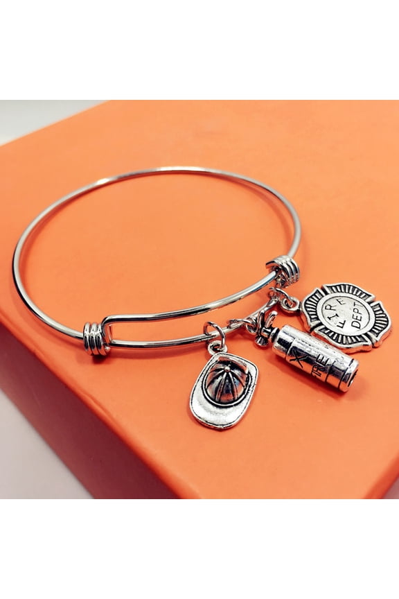 Firemen Theme Bracelet for Daily Wear and Special Occasions Adjustable Metal Jewelry
