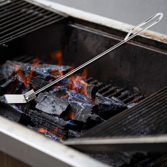 BESTYASH Fireplace Rake Silver Metal Grill Cleaning Tool 1Set for BBQ Oven