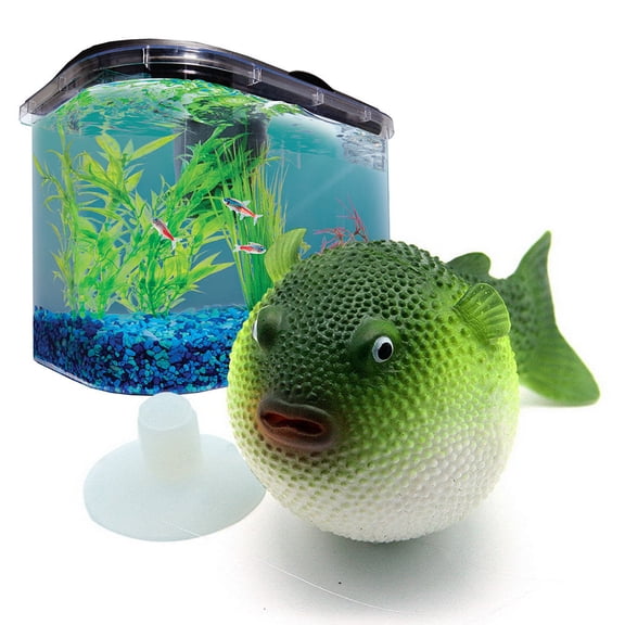 BESTYASH Fake Puffer Fish for Tank Simulated Puffer Fish Green Fluorescent Effect Aquarium 1Pcs