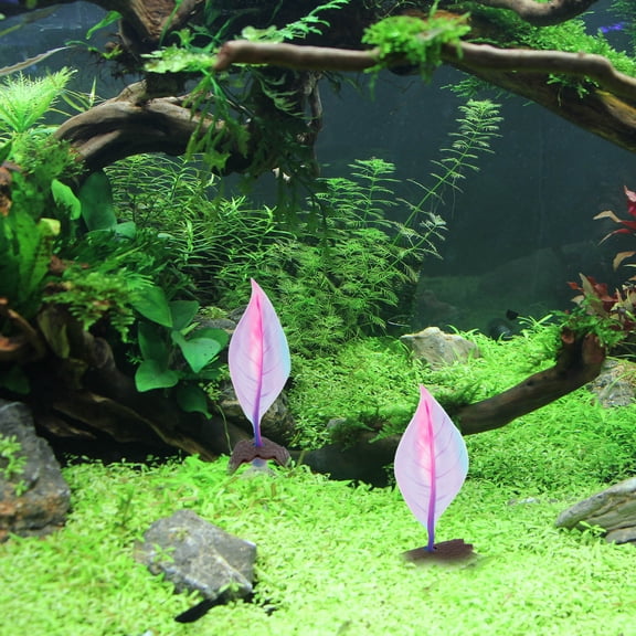 BESTYASH Fish Tank Leaf Bed Betta Fish Ornament Pink Silicone for Pet Fish Enthusiasts 1Pcs