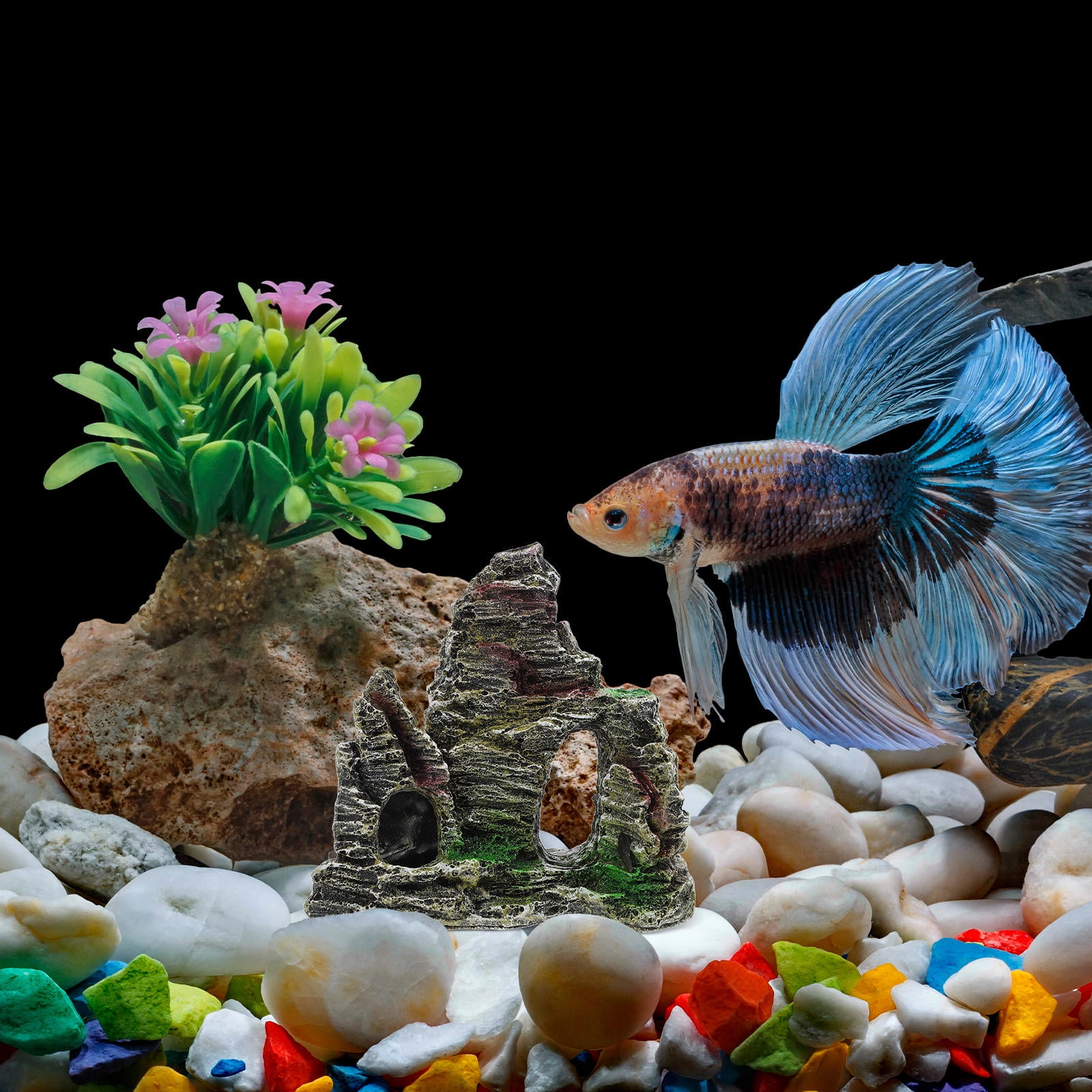 Picture of BESTYASH Resin Fish Aquarium Decor Rock Cave for Aquatic Terrarium ...