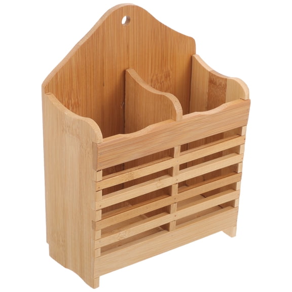 BESTYASH Flatware Organizer Bamboo Tableware Holder Khaki Utensil Storage for Chopsticks and Drying