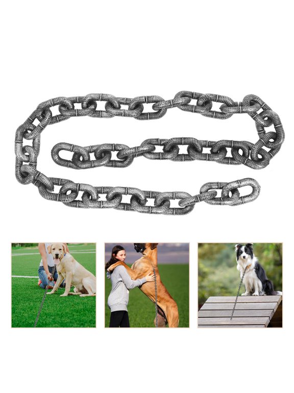 Outdoor Plated Silver Dog Chain Leash Lightweight PVC Material Decorative and Functional