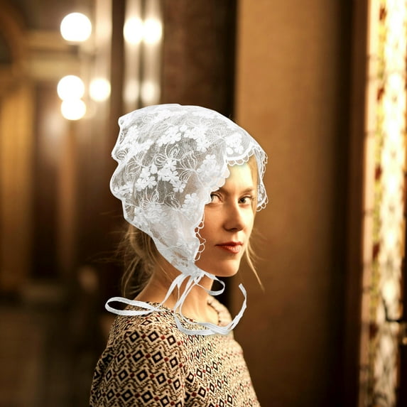 BESTYASH White Lace Bandana Headscarf Stylish Decorative Hair Accessory